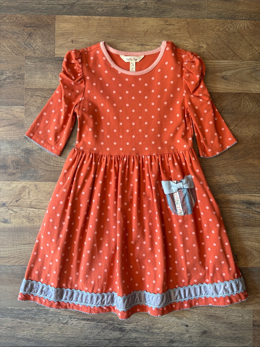 Matilda Jane Orange Blue Polka Dot Dress size 6